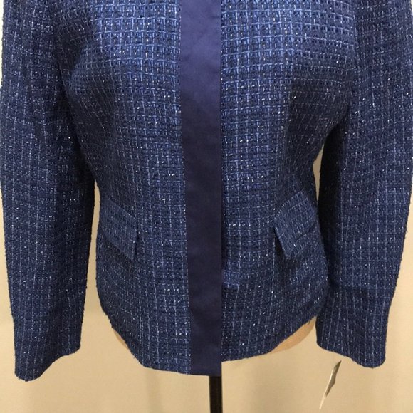 {Jones NY} NWT Cobalt Tweed Crew Blazer - Picture 8 of 14